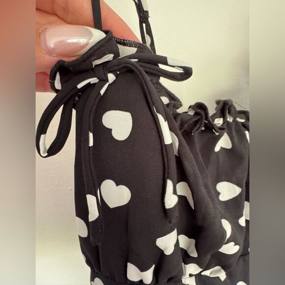 Lani the Label and White Polka Dot Heart Print Spaghetti Strap Midi Dress Small - Picture 4 of 8